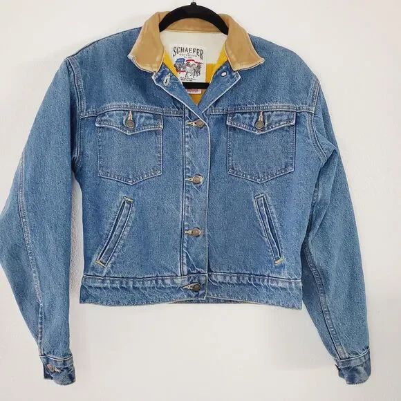 Schaefer LEGEND DENIM JACKET FLEECE LINING Blanket Jean Jacket Mens SZ Small - Picture 14 of 14